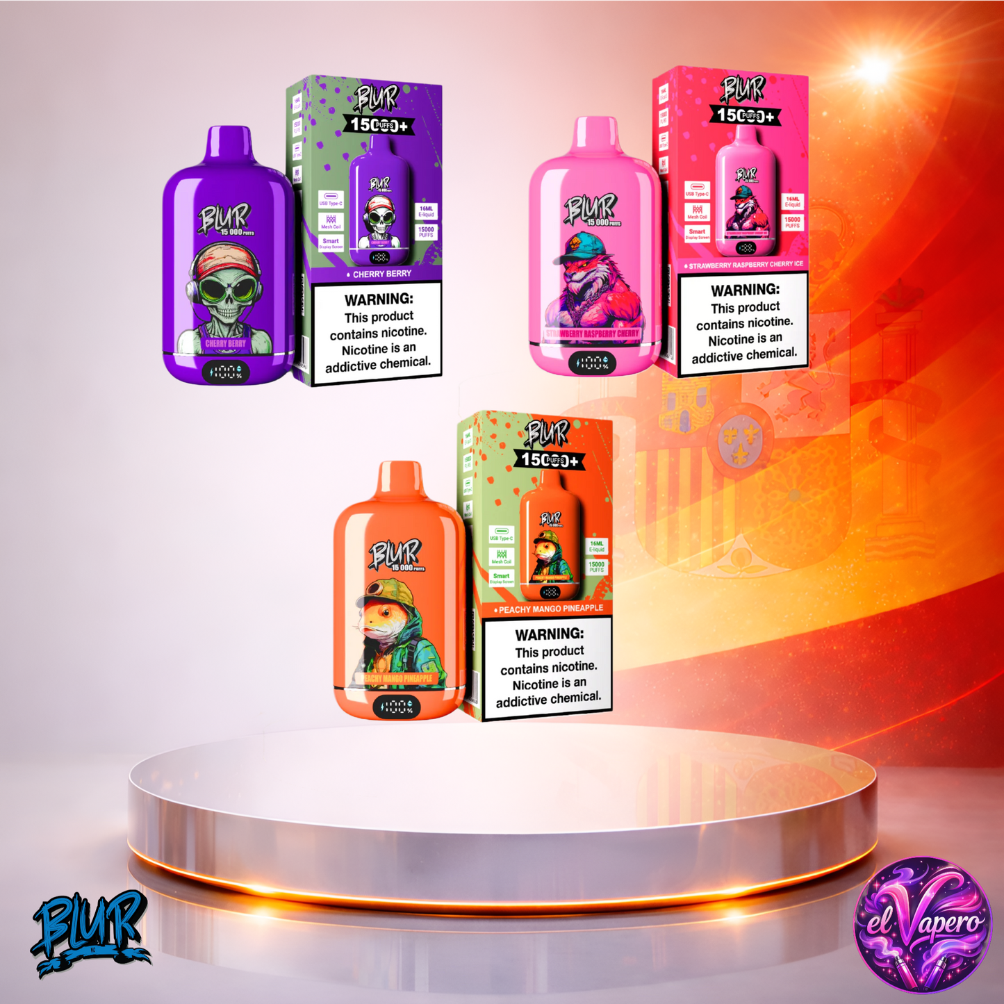 Vapers Desechables - Cigarrillo electrónico - España - Blur - 15000 - 15K - Sabores 4 15000 Caladas - Más baratos