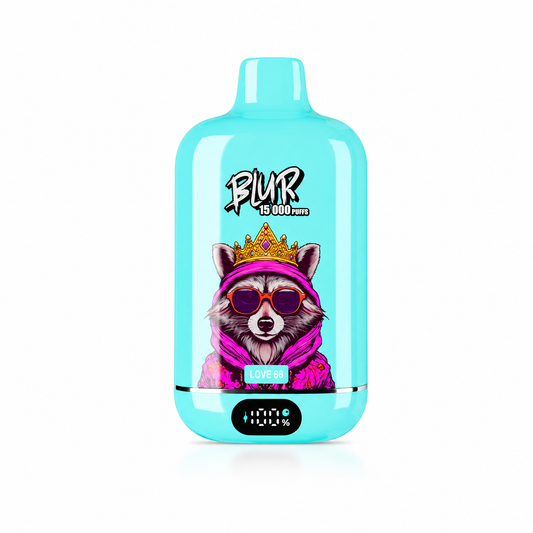 Blur 15K Love 66 con 15000 caladas y sabor dulce, frutal y refrescante