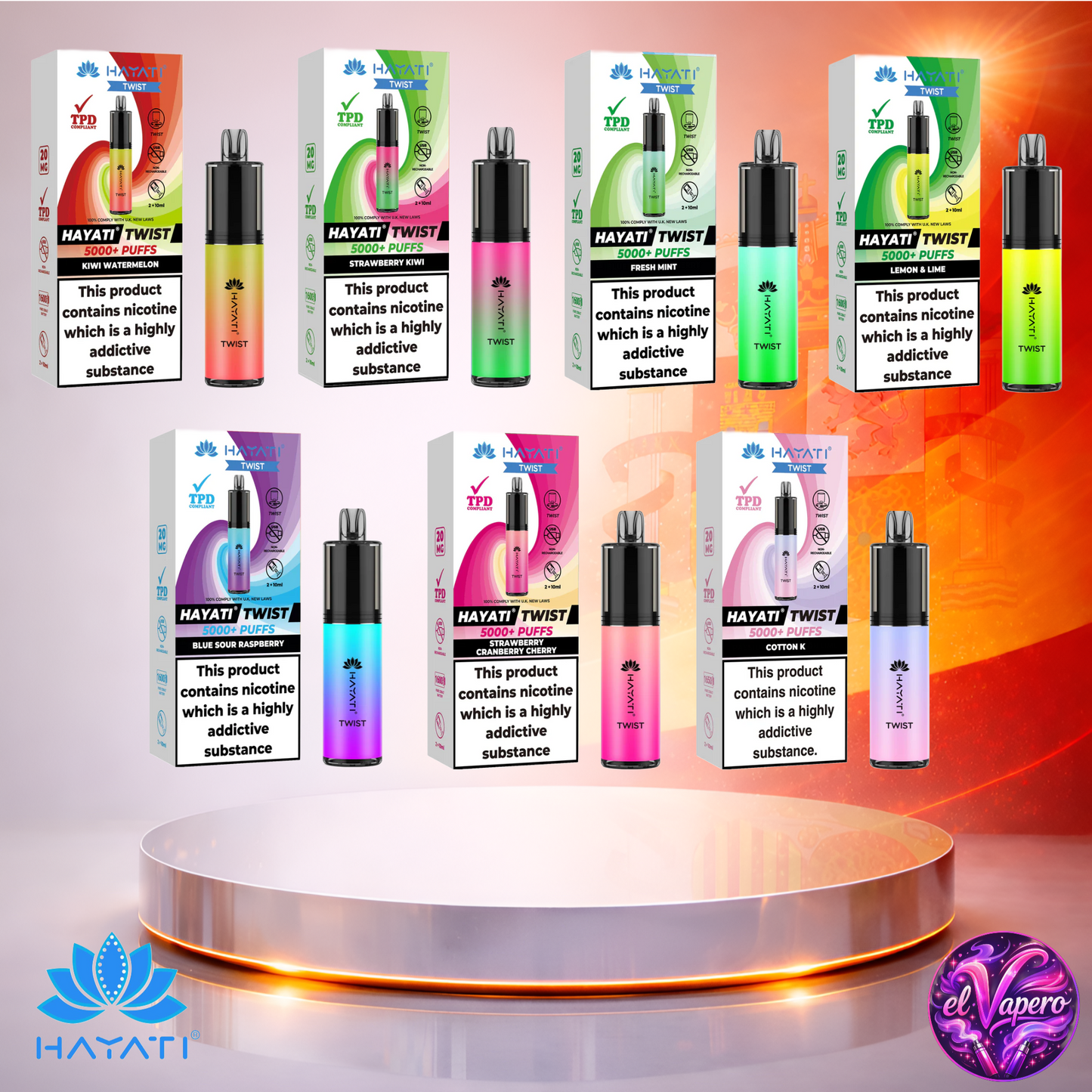 Vapers Desechables - Cigarrillo Electrónico - España - Hayati Twist 5K - Sabores 2 - 5000 Caladas - El mejor precio