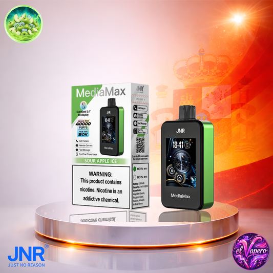 Vapers Desechables - Cigarrillo Electrónico - España - JNR - Media Max - 40K - Sour Apple Ice 40000 Caladas - El mejor precio