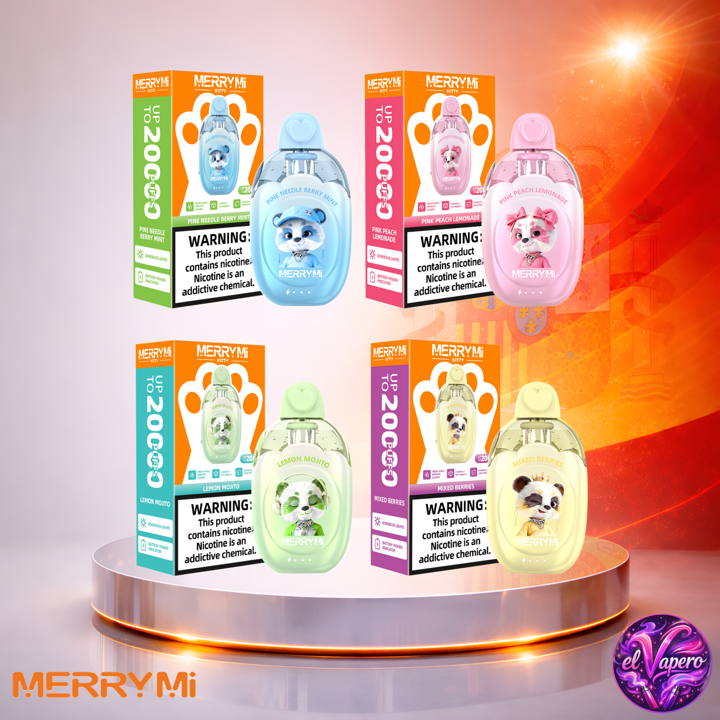 Vapers Desechables - Cigarrillo Electrónico - España - MerryMi - Kitty - 20K - Sabores 20000 Caladas - Más baratos