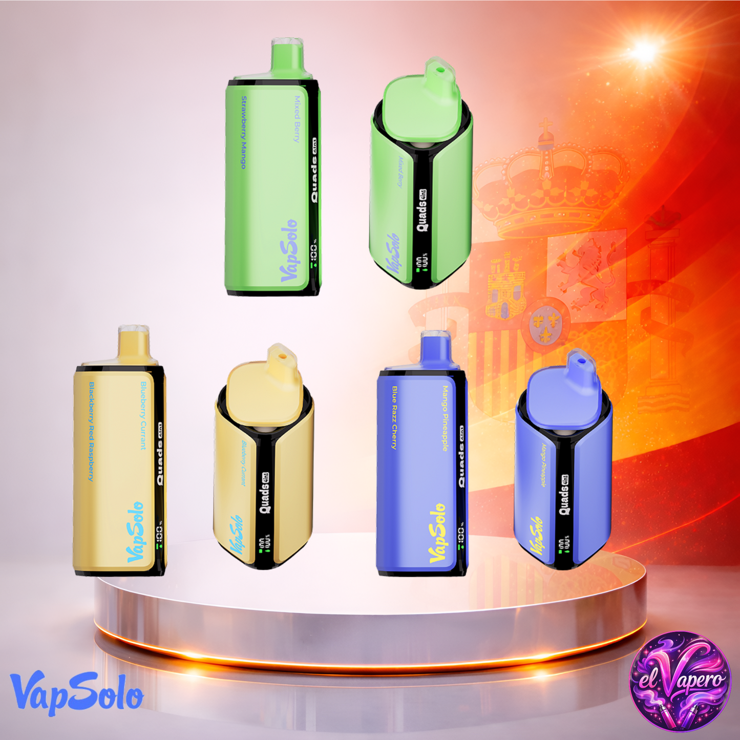 Vapers Desechables - Cigarrillo Electrónico - España - VapeSolo - Quads - 80K - Sabores 4 80000 Caladas - El mejor precio