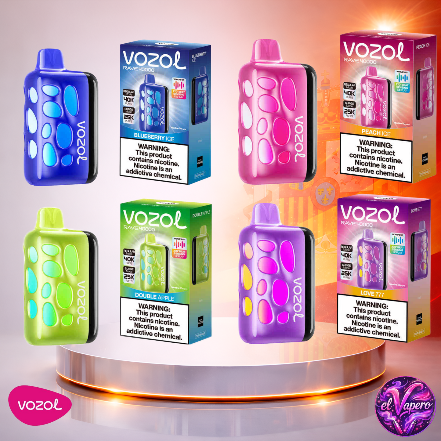 Vapers Desechables - Cigarrillo Electrónico - España - Vozol Rave 40K - Sabores 2 - 40000 Caladas - Más baratos