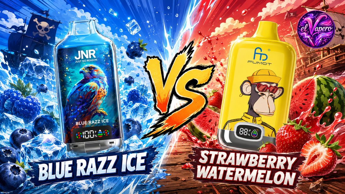 Sabor de vapes definitivo: Blue Razz Ice de JNR vs Strawberry Watermelon de Fumot