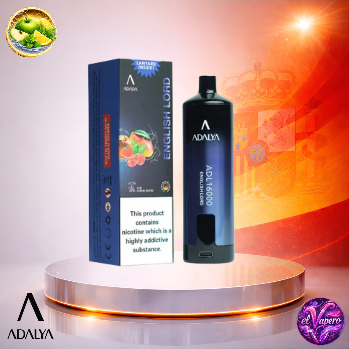 Vapers Desechables - Cigarrillo electrónico - España - Adalya - 16K - English Lord 16000 Caladas - Los más baratos