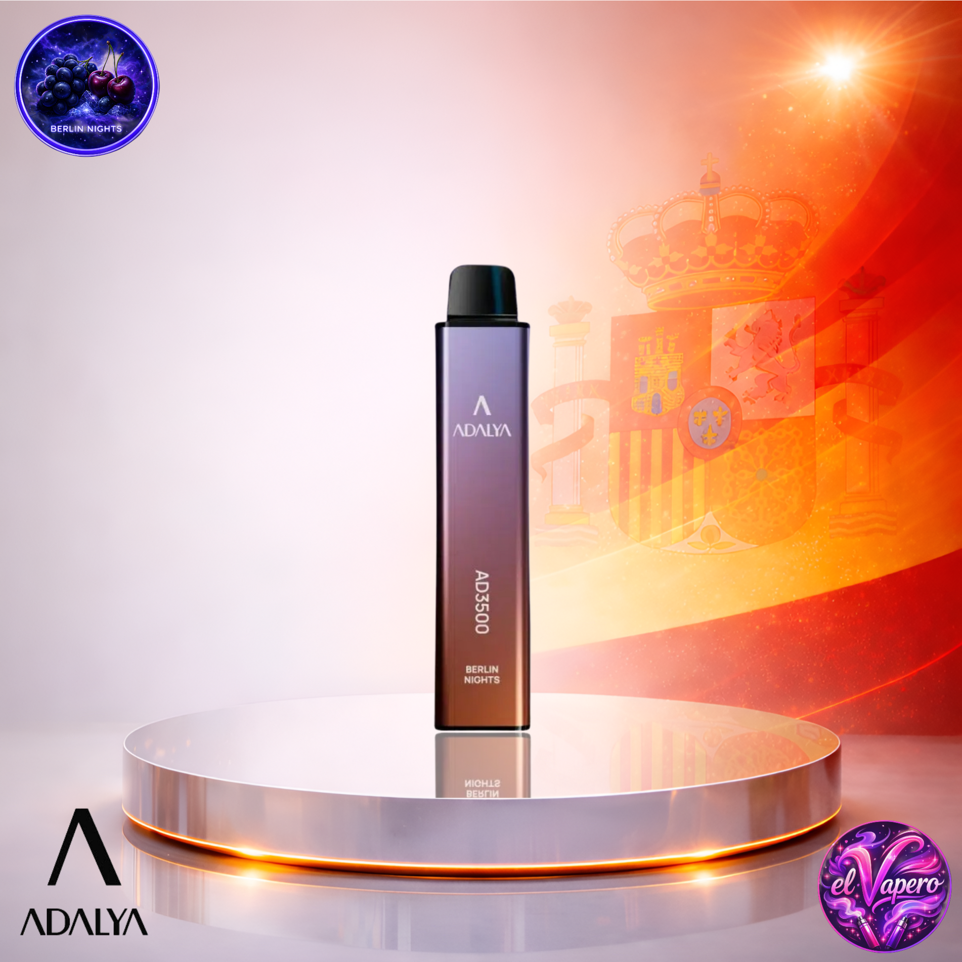 Vapers Desechables - Cigarrillo electrónico - España - Adalya - AD3500 - 3.5K - Brlin Nights 3500 Caladas - El mejor precio