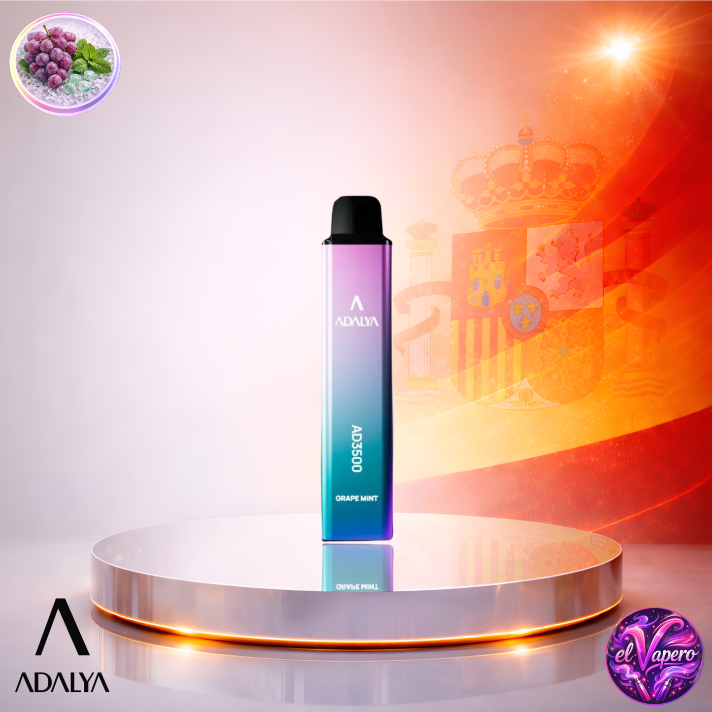 Vapers Desechables - Cigarrillo electrónico - España - Adalya - AD3500 - 3.5K - Grape Mint 3500 Caladas - El mejor precio