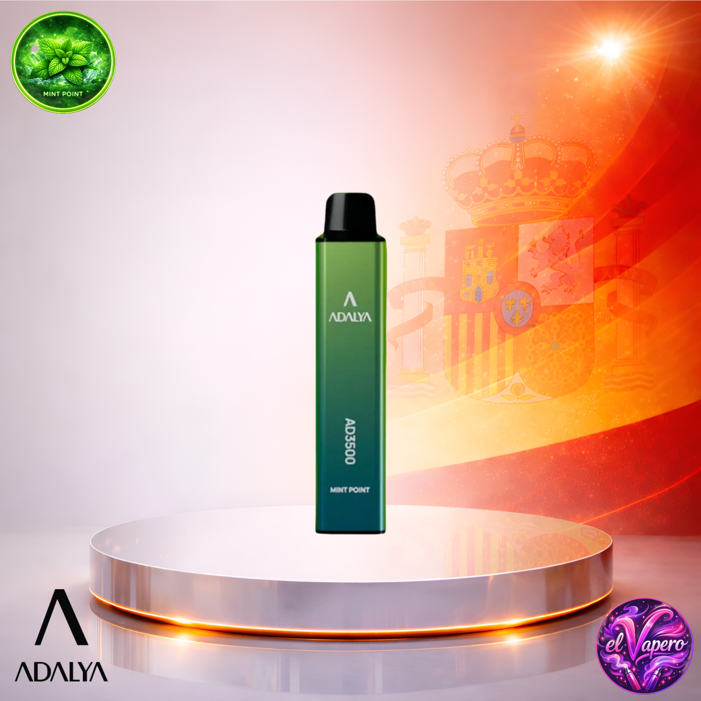 Vapers Desechables - Cigarrillo electrónico - España - Adalya - AD3500 - 3.5K - Mint Point 3500 Caladas  - Los más baratos