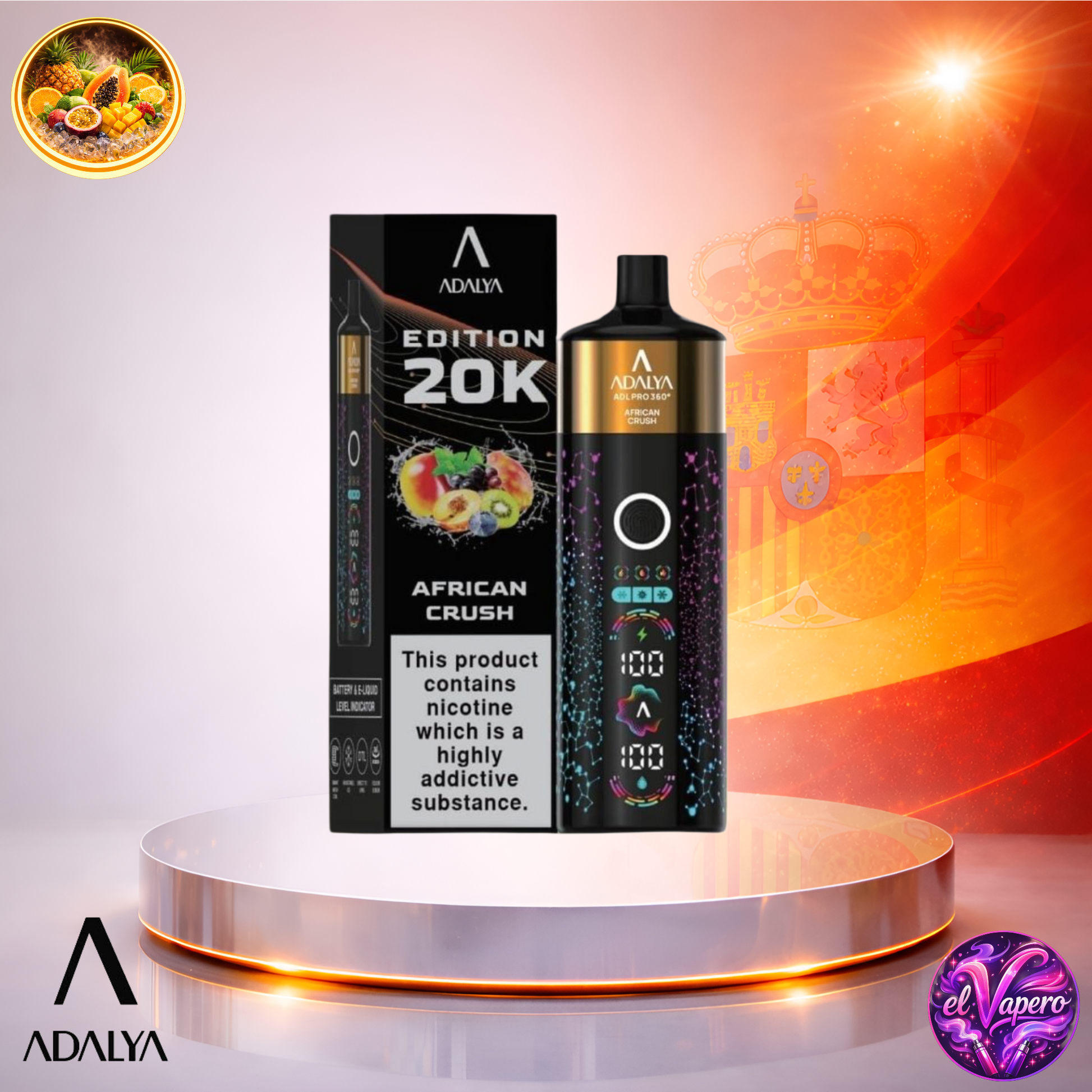 Vapers Desechables - Cigarrillo electrónico - España - Adalya - ADL - PRO360 - 20K - African Crush 20000 Caladas - Más baratos
