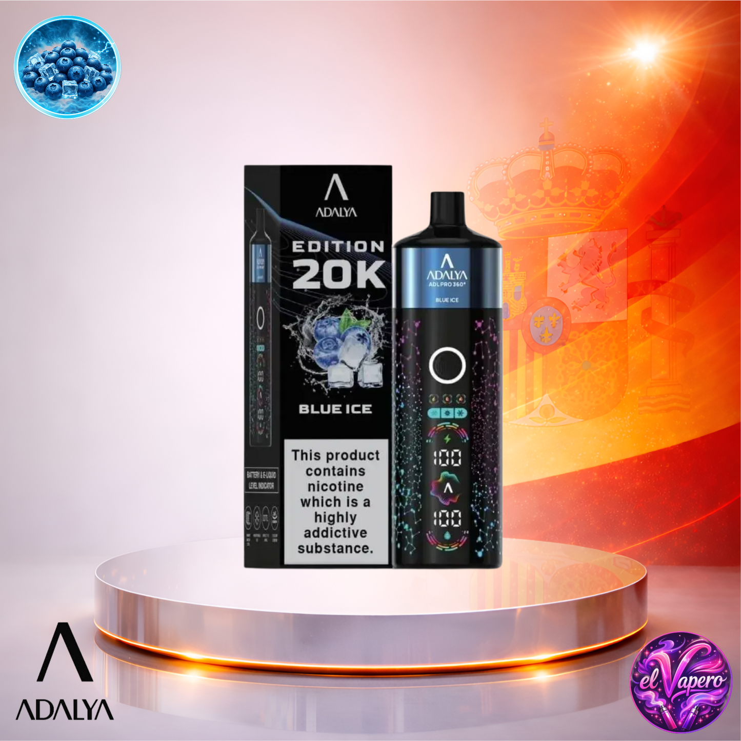 Vapers Desechables - Cigarrillo electrónico - España - Adalya - ADL - PRO360 - 20K - Blue Ice 20000 Caladas - El mejor precio