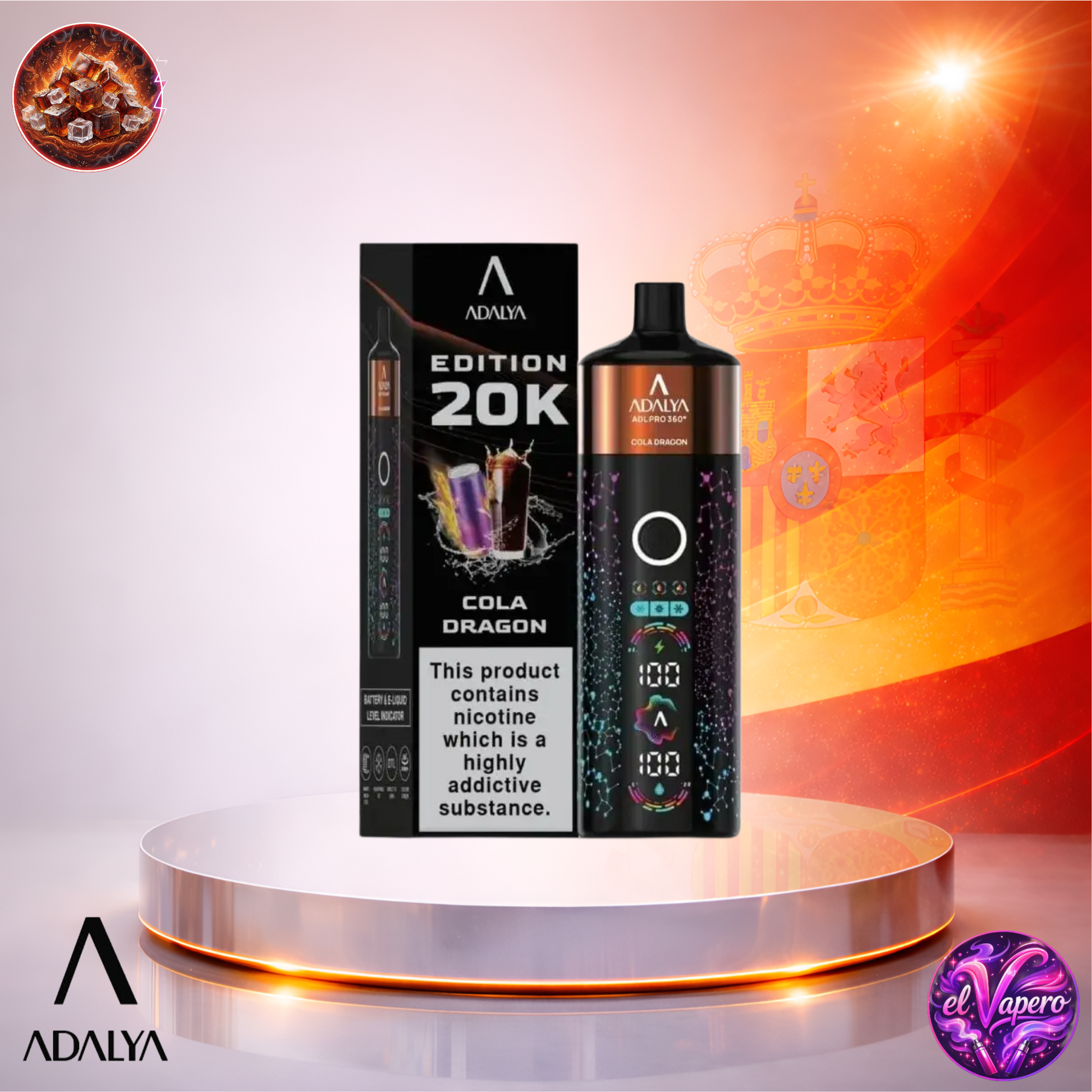 Vapers Desechables - Cigarrillo electrónico - España - Adalya - ADL - PRO360 - 20K - Cola Dragon 20000 Caladas - El mejor precio
