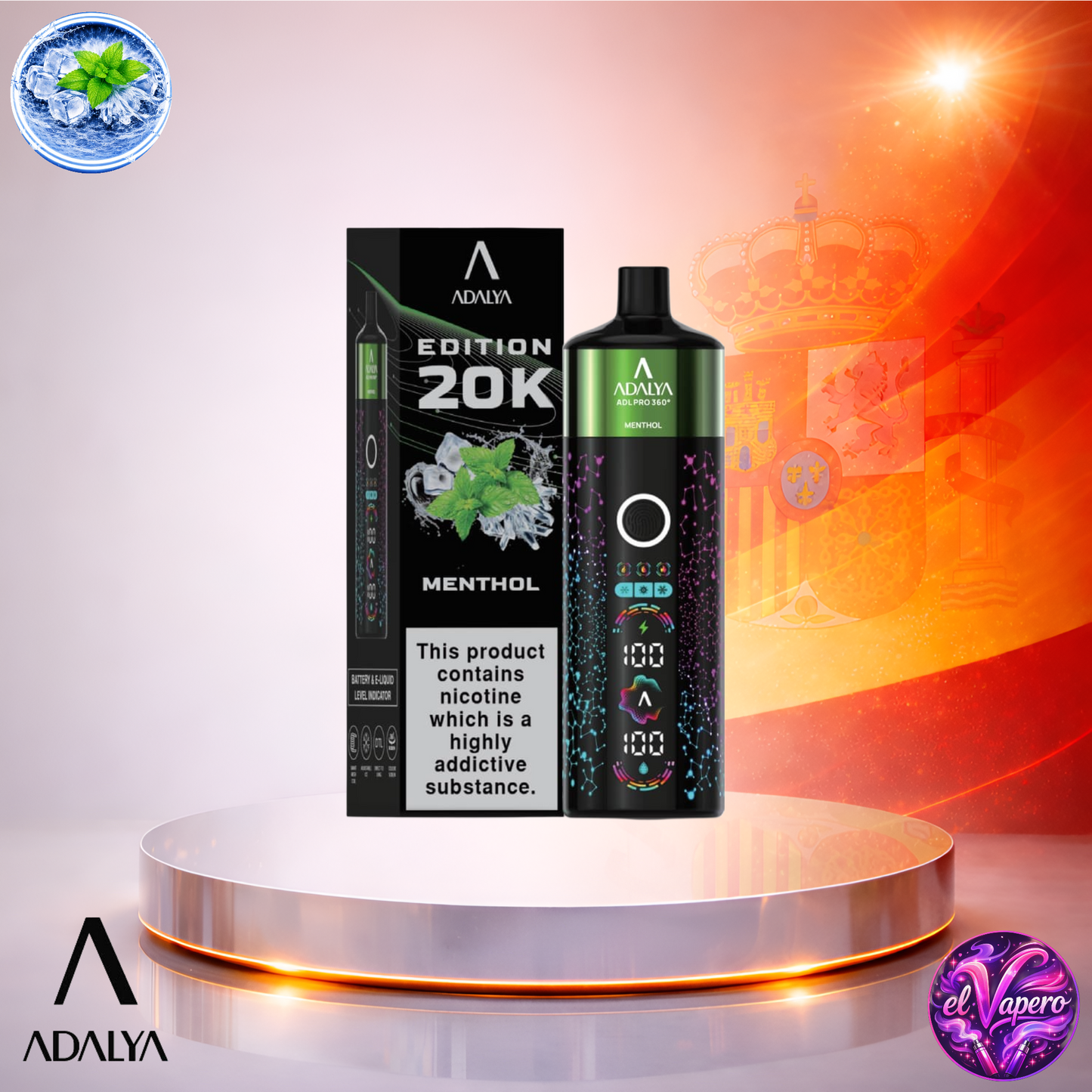 Vapers Desechables - Cigarrillo electrónico - España - Adalya - ADL - PRO360 - 20K - Menthol 20000 Caladas - El mejor precio