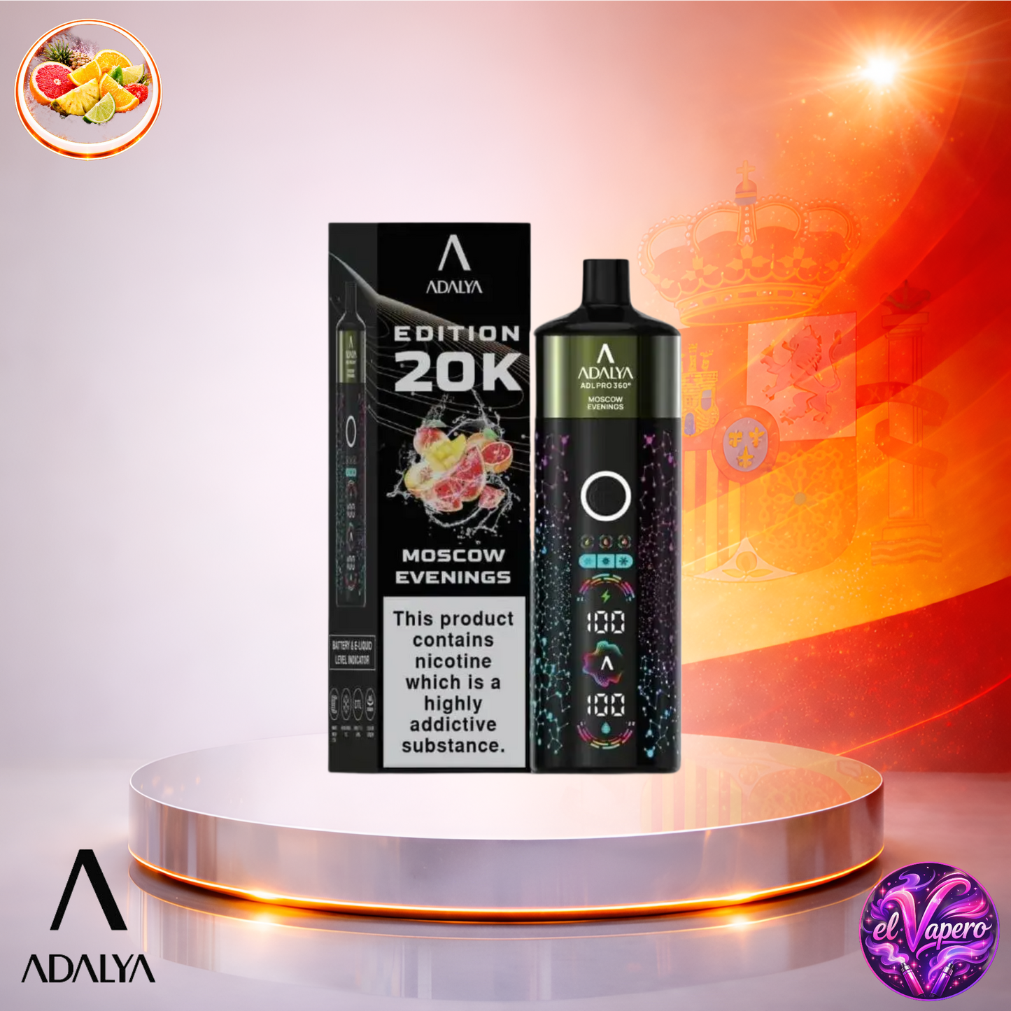 Vapers Desechables - Cigarrillo electrónico - España - Adalya - ADL - PRO360 - 20K - Moscow Evenings 20000 Caladas - El mejor precio