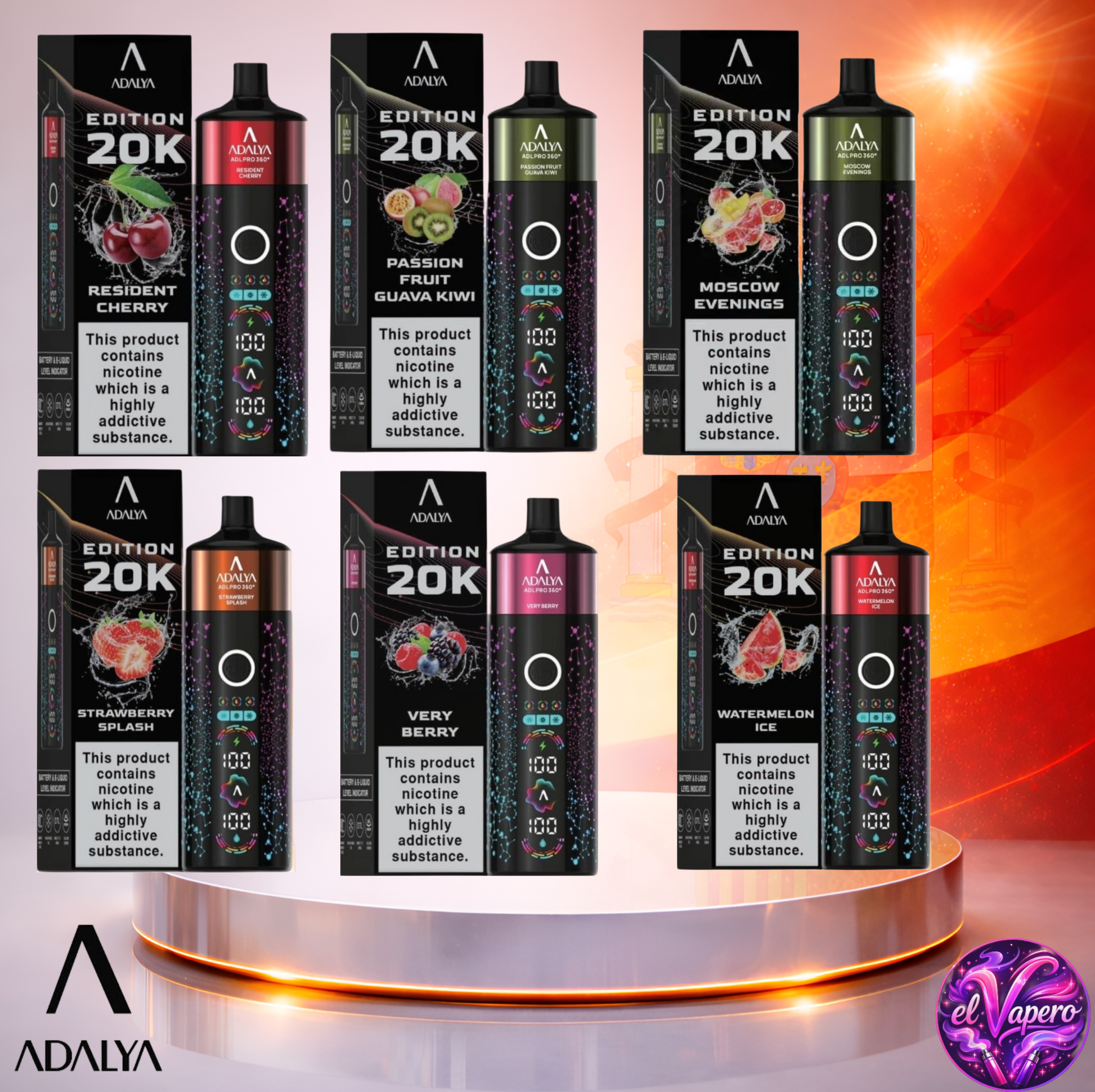 Vapers Desechables - Cigarrillo electrónico - España - Adalya - ADL PRO360 - 20K - Sabores 1 20000 Caladas - Más baratos