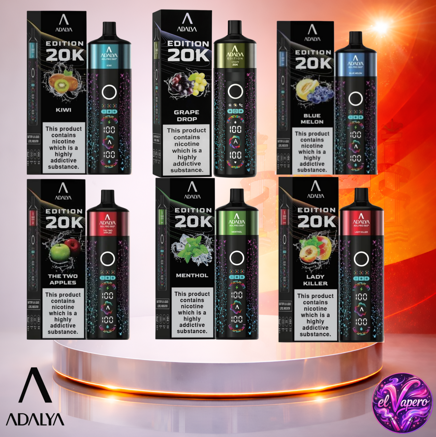 Vapers Desechables - Cigarrillo electrónico - España - Adalya - ADL PRO360 - 20K - Sabores 2 20000 Caladas - Más baratos