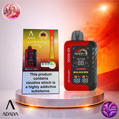 Vapers Desechables - Cigarrillo electrónico - España - Adalya - Aurora - 40K - Lady Killer 40000 Caladas - Los más baratos