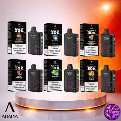 Vaper desechable Adalya Edition 30K España Mix 5 con hasta 30000 caladas y variedad de sabores.