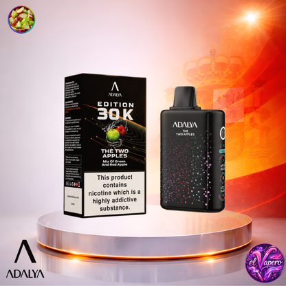 Vape desechable Adalya Edition 30K España The Two Apple con hasta 30000 caladas y sabor intenso a manzana.