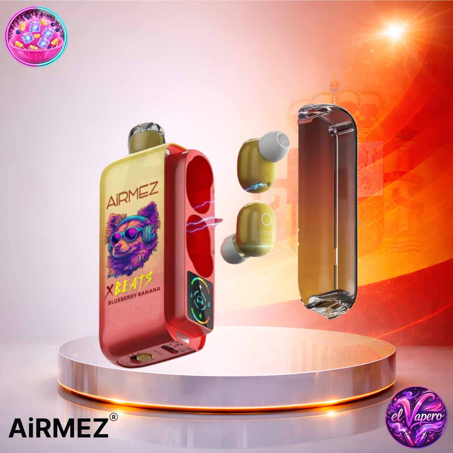 Vapers Desechables - Cigarrillo Electrónico - España - AirMez X Beats 40K - Blueberry Banana - 40000 Caladas - Más baratos