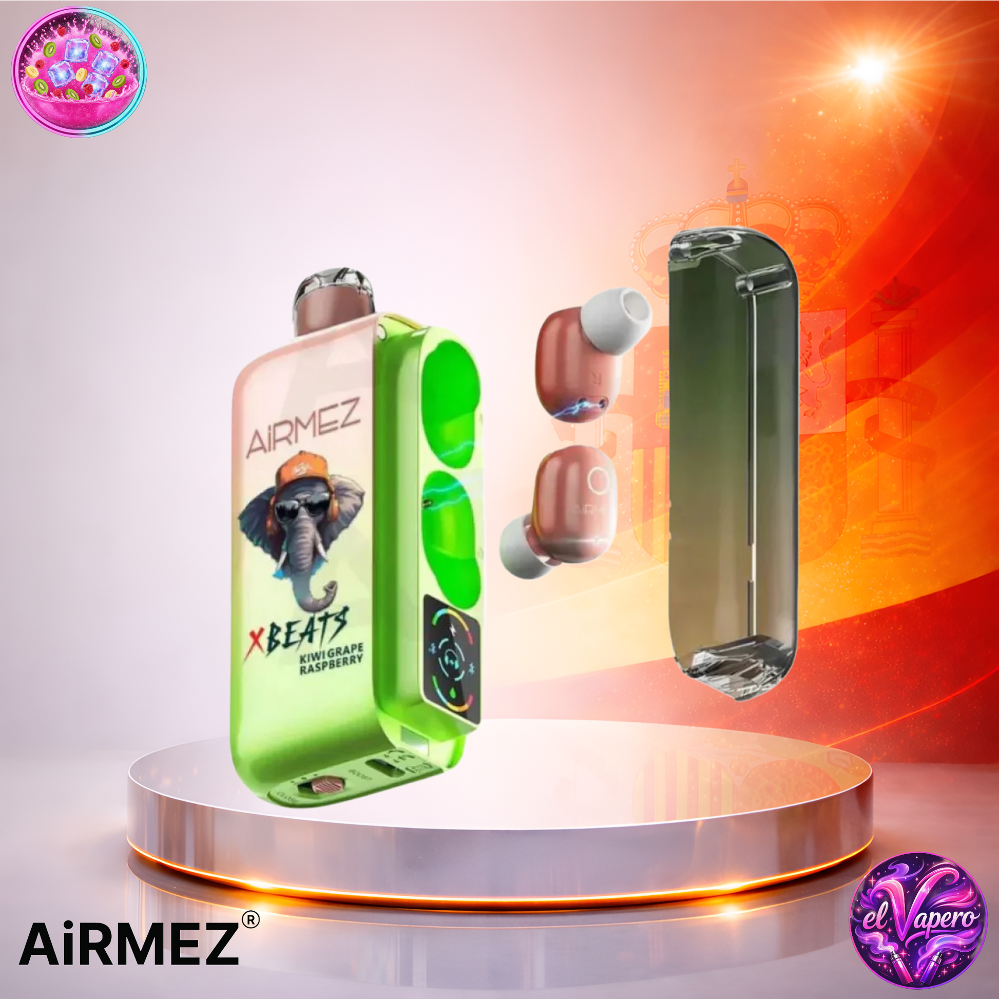 Vapers Desechables - Cigarrillo Electrónico - España - AirMez X Beats 40K - Kiwi Grape Raspberry - 40000 Caladas - Más baratos