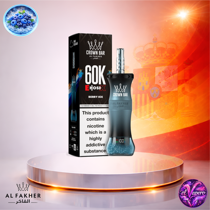 Vapers Desechables - Cigarrillo electrónico - España - Al Fakher Crown Bar EHose X 60K - Berry Ice 60000 Caladas - Más baratos