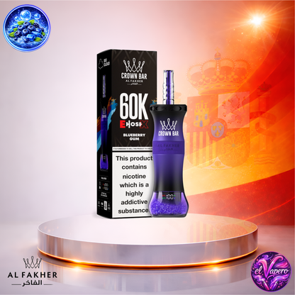 Vapers Desechables - Cigarrillo electrónico - España - Al Fakher Crown Bar EHose X 60K - Blueberry Gum 60000 Caladas - El mejor precio