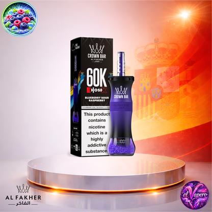 Vapers Desechables - Cigarrillo electrónico - España - Al Fakher Crown Bar EHose X 60K - Blueberry Sour Raspberry 60000 Caladas - El mejor precio