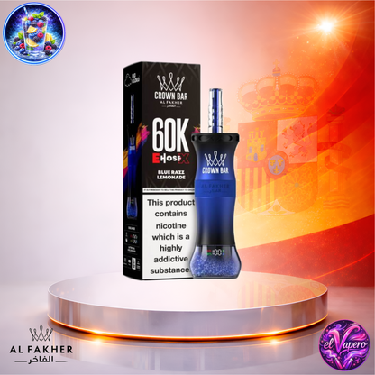 Vapers Desechables - Cigarrillo electrónico - España - Al Fakher Crown Bar EHose X 60K - Blue Razz Lemonade 60000 Caladas - Más baratos