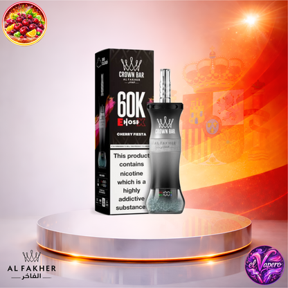 Vapers Desechables - Cigarrillo electrónico - España - Al Fakher Crown Bar EHose X 60K - Cherry Fiesta 60000 Caladas - Los más baratos