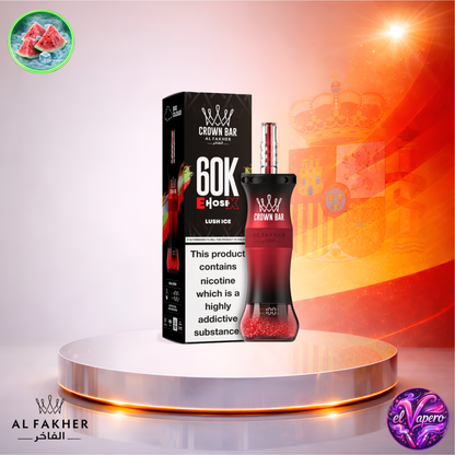 Vapers Desechables - Cigarrillo electrónico - España - Al Fakher Crown Bar EHose X 60K - Lush Ice 60000 Caladas - Los más baratos
