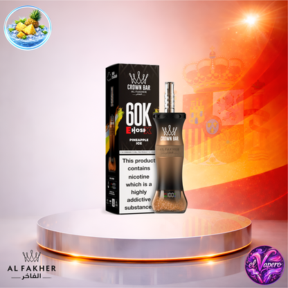 Vapers Desechables - Cigarrillo electrónico - España - Al Fakher Crown Bar EHose X 60K - Pinapple Ice 60000 Caladas - El mejor precio