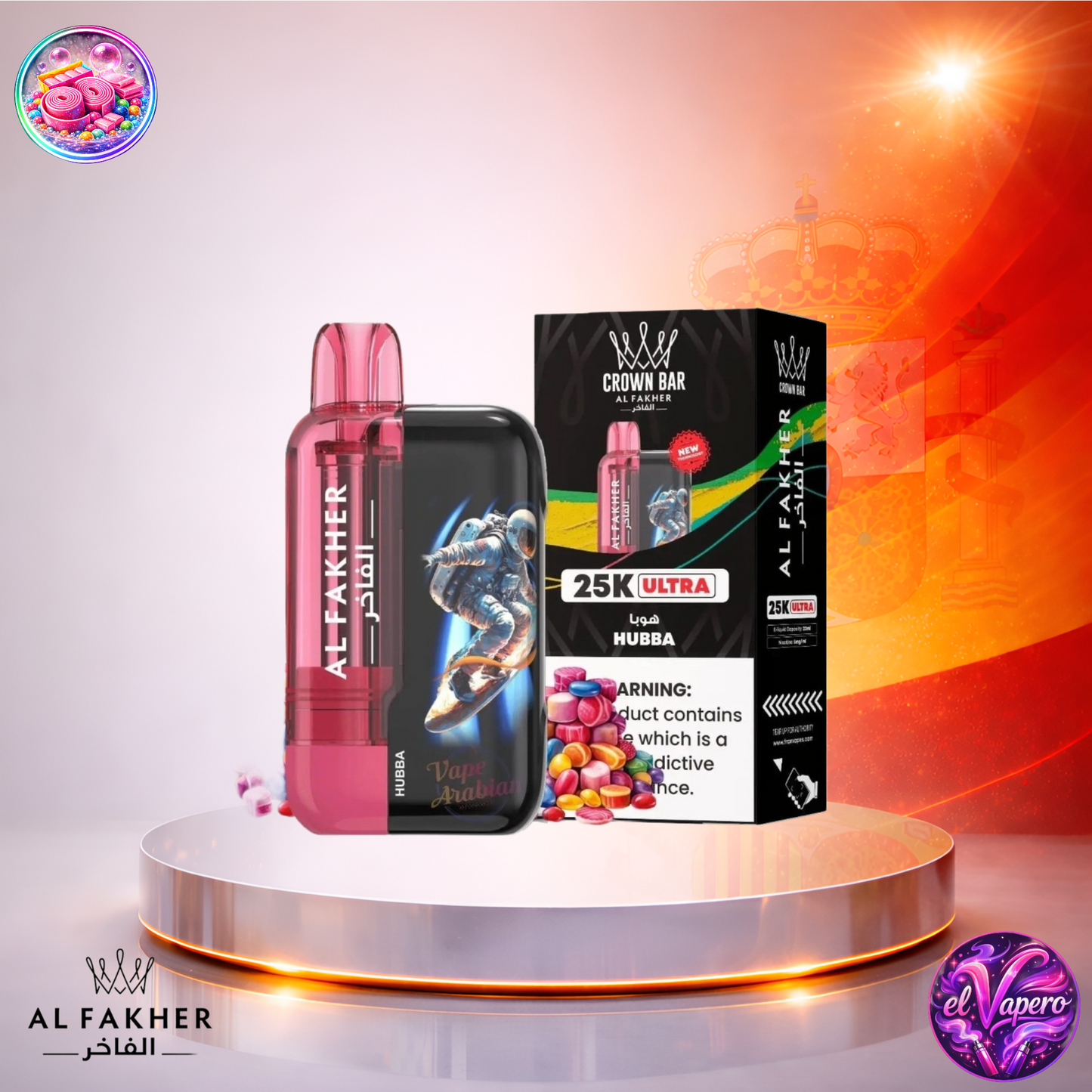 Vapers Desechables - Cigarrillo Electrónico - España - Al Fakher - Crown Bar Ultra - 25K - Hubba 25000 Caladas - El mejor precio