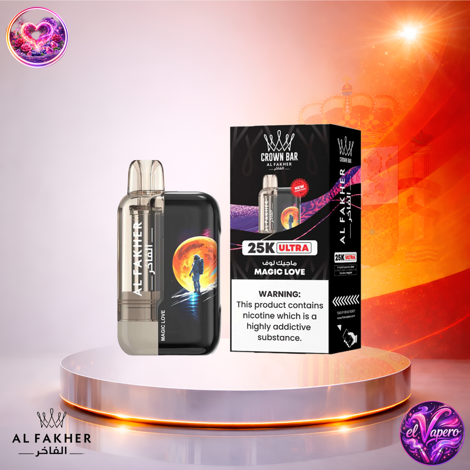 Vapers Desechables - Cigarrillo Electrónico - España - Al Fakher - Crown Bar Ultra - 25K - Magic Love 25000 Caladas - Los más baratos