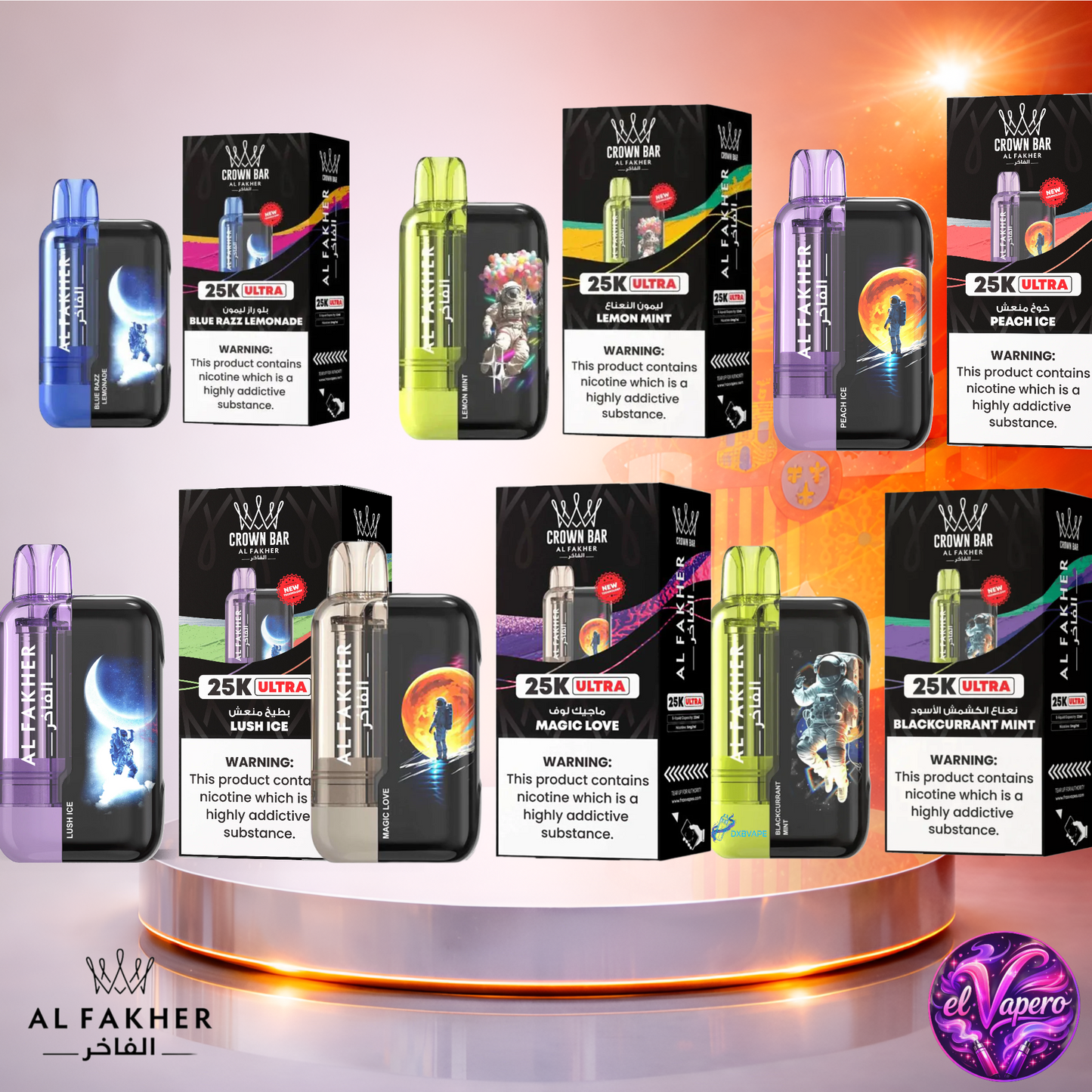 Vapers Desechables - Cigarrillo Electrónico - España - Al Fakher - Crown Bar Ultra - 25K - Sabores 2 25000 Caladas - Los más baratos