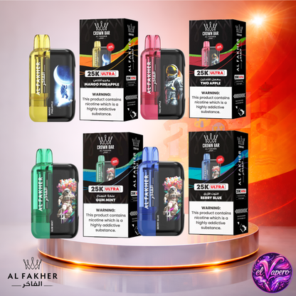 Vapers Desechables - Cigarrillo Electrónico - España - Al Fakher - Crown Bar Ultra - 25K - Sabores 3 25000 Caladas - Más baratos