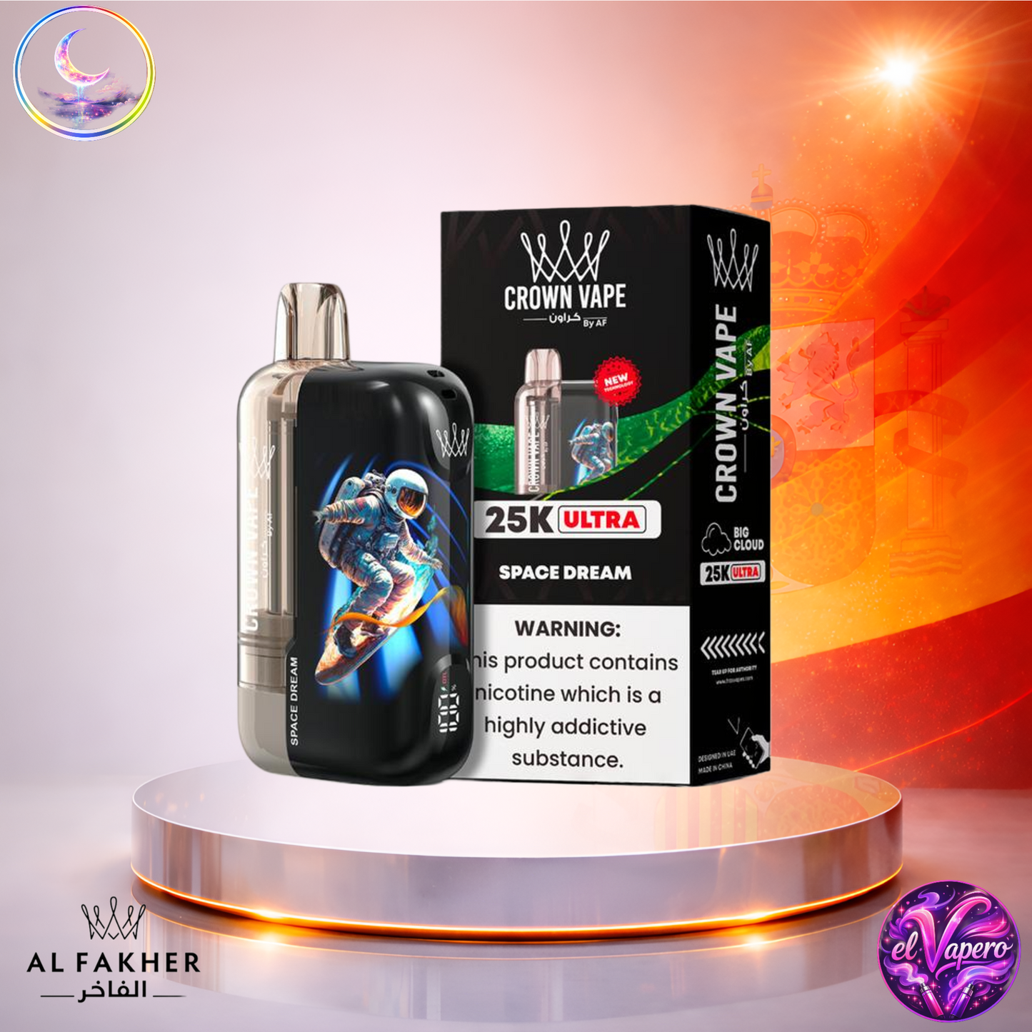 Vapers Desechables - Cigarrillo Electrónico - España - Al Fakher - Crown Bar Ultra - 25K - Space Dream 25000 Caladas - Más baratos