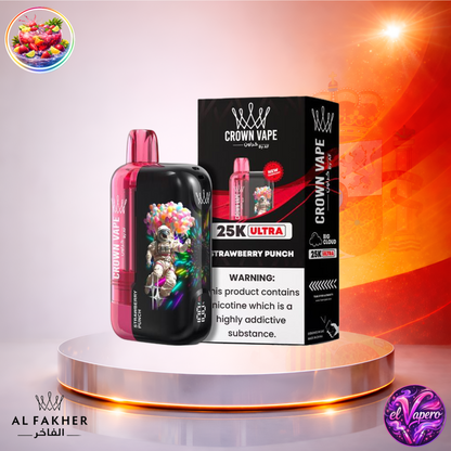 Vapers Desechables - Cigarrillo Electrónico - España - Al Fakher - Crown Bar Ultra - 25K - Strawberry Punch 25000 Caladas - Más baratos