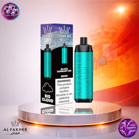 Vapers Desechables - Cigarrillo Electrónico - España - Al Fakher - Crown Bar - 8K - Black Currant Ice 8000 Caladas - Más baratos