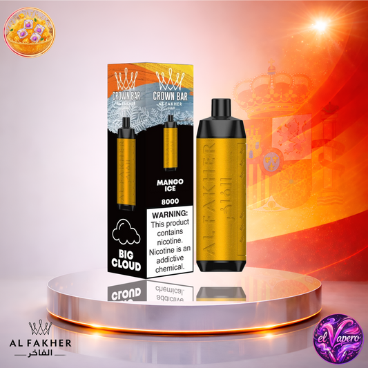 Vapers Desechables - Cigarrillo Electrónico - España - Al Fakher - Crown Bar - 8K - Black Mango Ice 8000 Caladas - El mejor precio