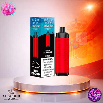 Vapers Desechables - Cigarrillo Electrónico - España - Al Fakher - Crown Bar - 8K - Gum Flavour 8000 Caladas - El mejor precio