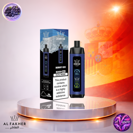 Vapers Desechables - Cigarrillo Electrónico - España - Al Fakher - Crown Bar Pro - 8K - Berry Ice 8000 Caladas - Más baratos