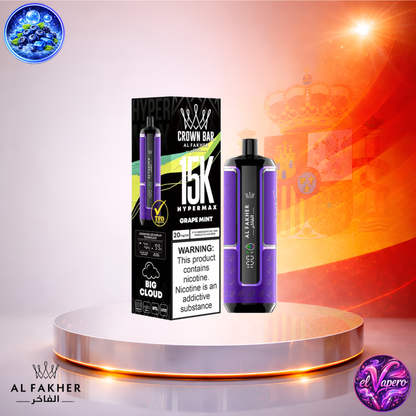 Vapers Desechables - Cigarrillo electrónico - España - Al Fakher - HyperMax - 15K - Grape Mint 15000 Caladas - Los más baratos
