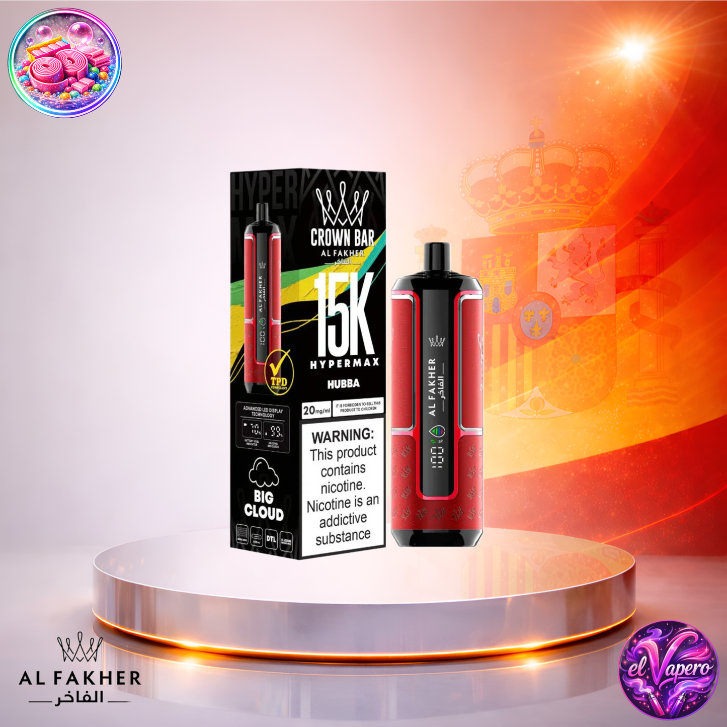 Vapers Desechables - Cigarrillo electrónico - España - Al Fakher - HyperMax - 15K - Hubba 15000 Caladas - Más baratos