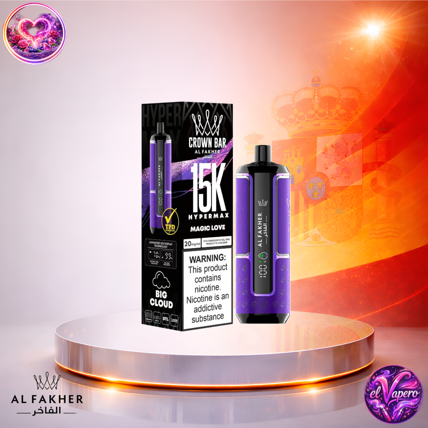 Vapers Desechables - Cigarrillo electrónico - España - Al Fakher - HyperMax - 15K - Magic Love 15000 Caladas - Los más baratos