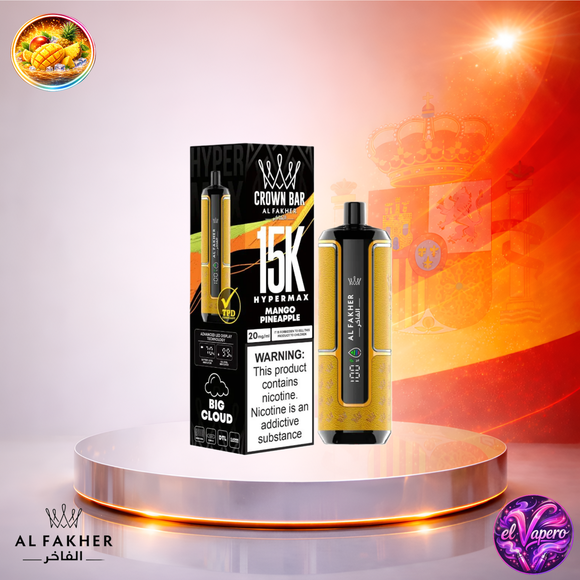 Vapers Desechables - Cigarrillo electrónico - España - Al Fakher - HyperMax - 15K - Mango Pinapple 15000 Caladas - El mejor precio