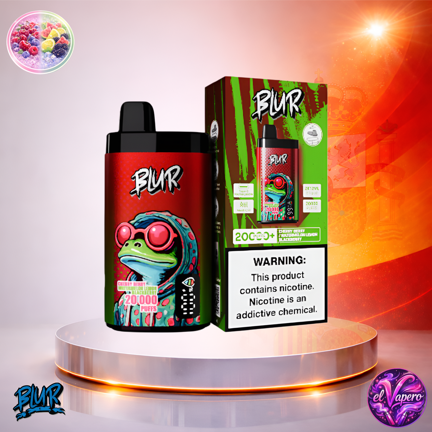 Vapers Desechables - Cigarrillo electrónico - España - Blur - 20000 - 20K - Cherry Berry Watermelon Lemon Blackberry 20000 Caladas - Los más baratos