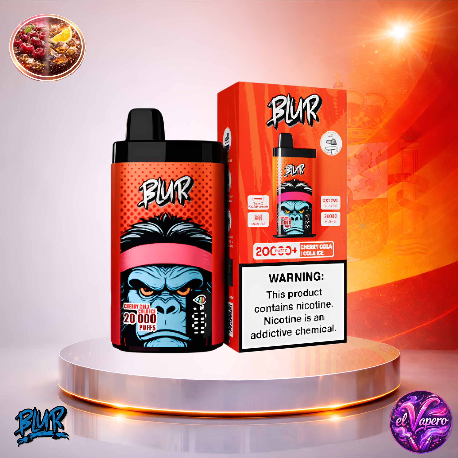 Vapers Desechables - Cigarrillo electrónico - España - Blur - 20000 - 20K - Cherry Cola Cola Ice 20000 Caladas - Los más baratos