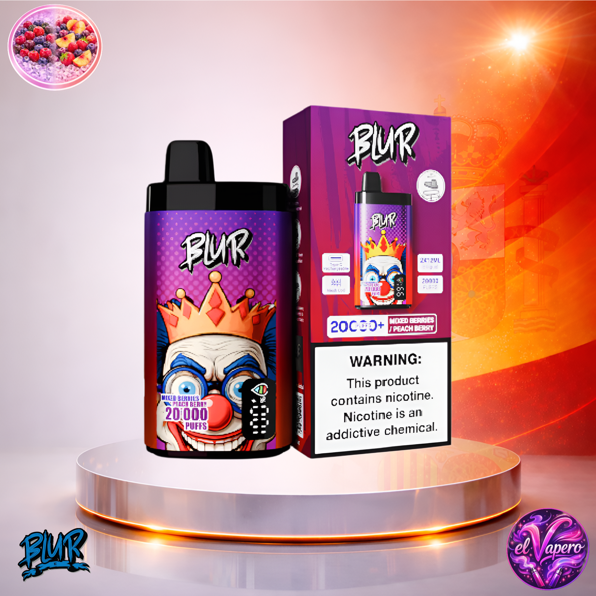 Vapers Desechables - Cigarrillo electrónico - España - Blur - 20000 - 20K - Mixed Berries Peach Berry 20000 Caladas - Los más baratos