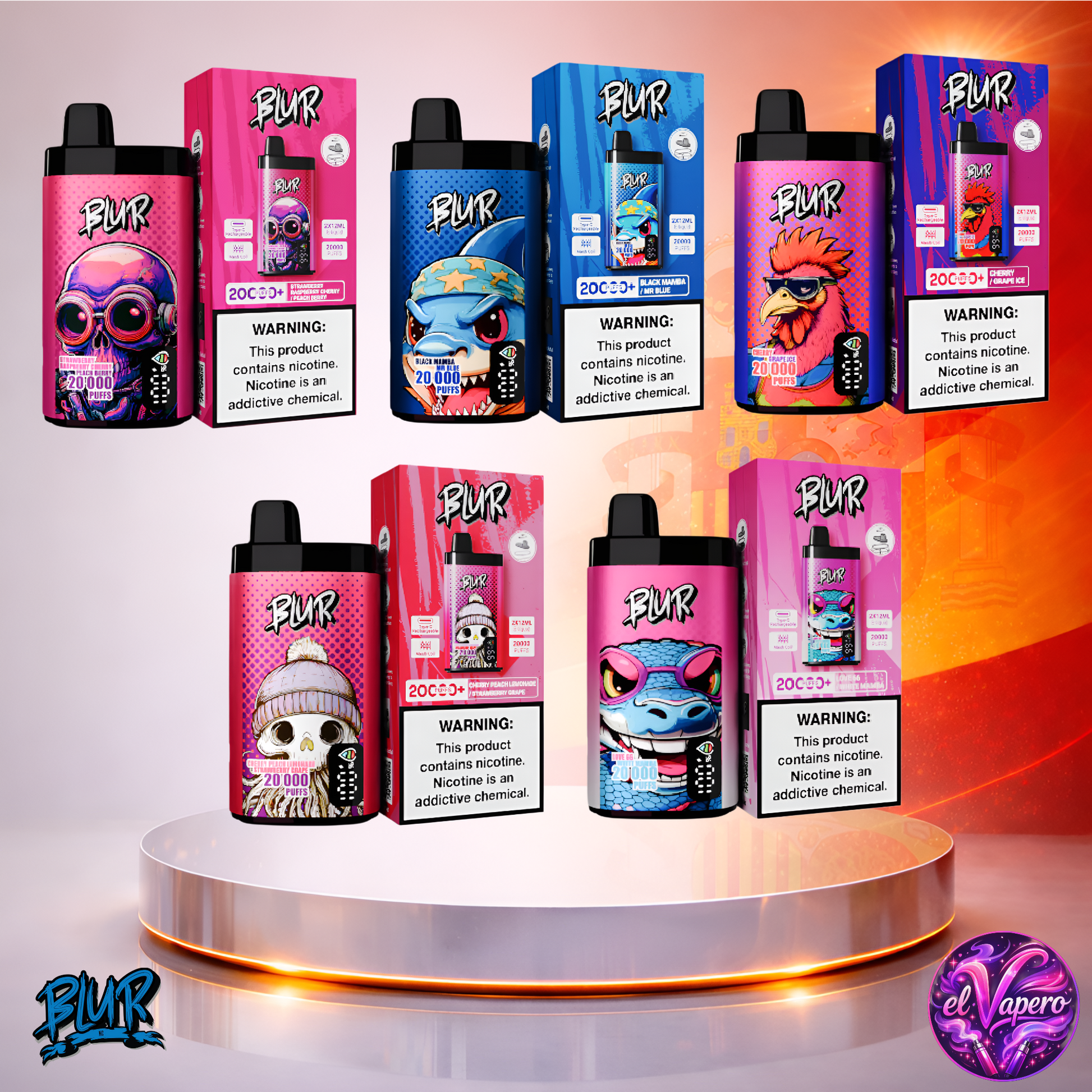 Vapers Desechables - Cigarrillo electrónico - España - Blur - 20000 - 20K - Sabores 2 20000 Caladas - El mejor precio