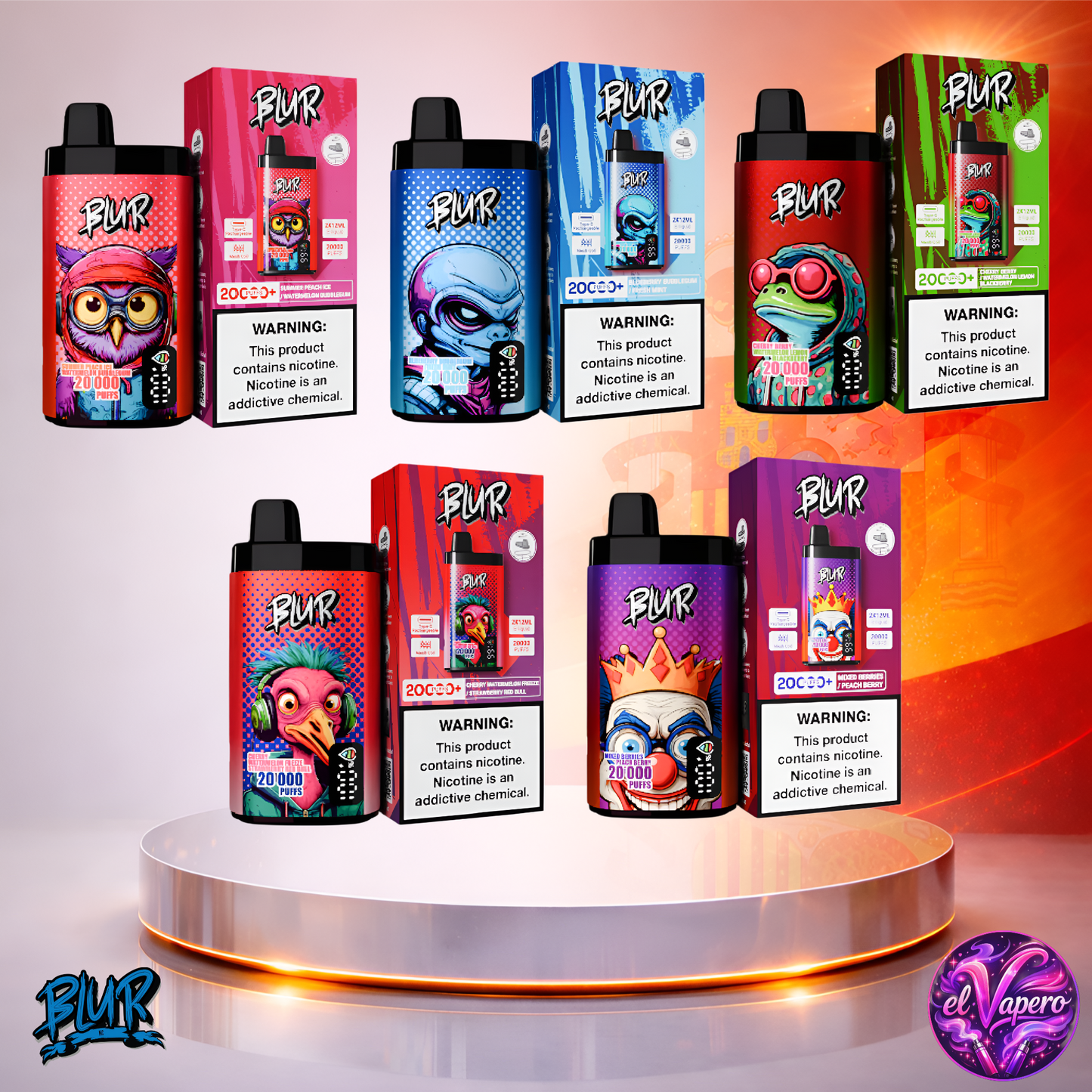 Vapers Desechables - Cigarrillo electrónico - España - Blur - 20000 - 20K - Sabores 3 20000 Caladas - El mejor precio